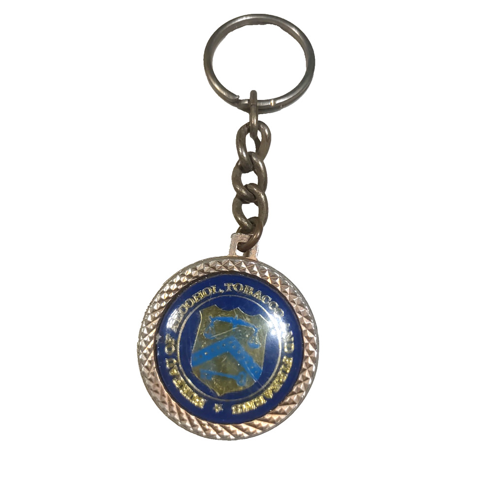 Federal Alcohol Tobacco And Firearms Metal Vintage Keychain